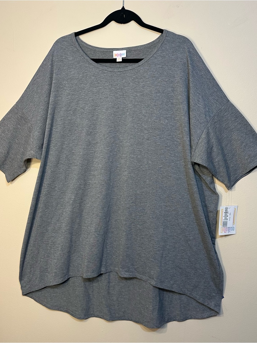 LuLaRoe Women’s Plus Size 3XL High-Low Heather Gray Short Sleeve Tunic t-shirt